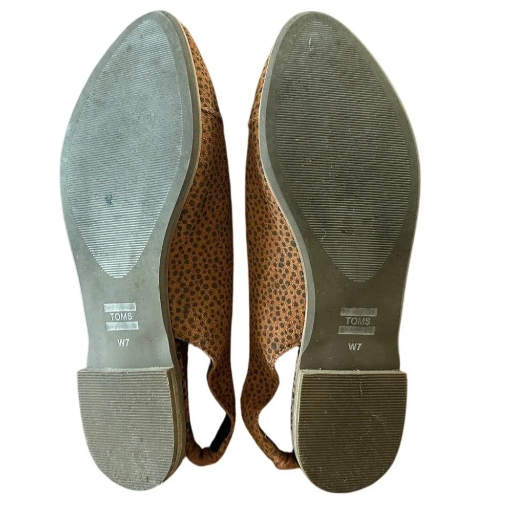 TOMS Jutti D'Orsay Flats Animal Print Cheetah Tan‎ Canvas Slingback Shoes